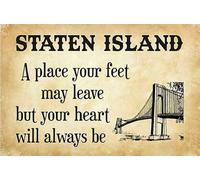 Staten Island A Place Where Your Feet May Be Off But Your Heart Is Always, placa de decoración de pared para interiores y exteriores, letrero de metal vintage nuevo y divertido, 6 x 8 pulgadas,
