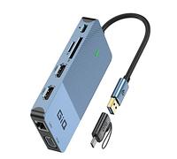 Station d'accueil USB Giq USB C Hub USB 3.0 Vers Double HDMI VGA adaptateur Triple affichage USB C pour ordinateur Portable Double écran Compatible Avec MacBook M1 USB Dock-Bleu