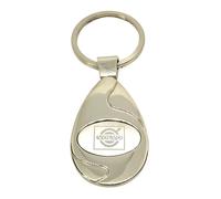 Station Mania Llavero compatible CHRYSLER logo forma ovoide de metal plateado en su estuche
