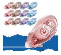 Stationery Island 12Pcs Celo Doble Cara, Pegamento en Cinta Roller Adhesiva, Cinta Doble Cara Transparente Dispensador, Cinta Adhesiva Doble Cara en Oficina Escolar De Tarjetas y Journal - 8mmx6m