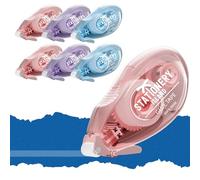 Stationery Island 6Pcs Celo Doble Cara, Pegamento en Cinta Roller Adhesiva, Cinta Doble Cara Transparente Dispensador, Cinta Adhesiva Doble Cara en Oficina Escolar De Tarjetas y Journal - 8mmx6m