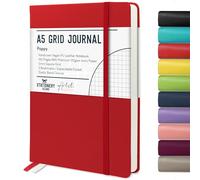 Stationery Island Cuaderno Cuadriculado A5, Tapa Dura de Papel Cuadriculado de Libreta con Papel Grueso Premium de 120 g/m², Cuaderno de Cuadrícula de 180 Páginas Para Estudiar, Planificar, Rojo