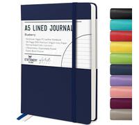Stationery Island Cuaderno Rayado A5, Tapa Dura con Forro de Libreta con Papel Grueso Premium de 120 g/m², 180 Páginas de Tapa Dura con Rayas Para Escribir, Estudiar, Planificar, Azul oscuro