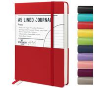 Stationery Island Cuaderno Rayado A5, Tapa Dura con Forro de Libreta con Papel Grueso Premium de 120 g/m², 180 Páginas de Tapa Dura con Rayas Para Escribir, Estudiar, Planificar, Rojo