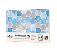 Stationery Island Papel Acuarela A3 300gr, 20 Hojas Cuaderno Acuarelas Bloc, Papel Acuarela A3 para Niños Adultos profesional Pintar, Dibujar y Bocetos