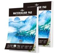 Stationery Island Papel Acuarela A6 300gr, 40 Hojas Cuaderno Bloc Pack de 2 para Niños y Adultos - Profesional para Pintar, Dibujar y Bocetos