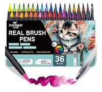 Stationery Island Rotuladores de Acuarela - 36 Unidades y Cepillo de Tanque de Agua, Punta Pincel Profesionales para Manga, Caligrafía y Dibujos