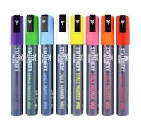 Stationery Island Rotuladores de Tiza Liquida Borrado en Húmedo, Punta Biselada 6 mm - Paquete de 8 Colores para Vidrio, Pizarras Blancas Y Pizarras Negro, para el Hogar, la Escuela o la Oficina