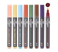 Stationery Island Rotuladores de Tiza Liquida Borrado en Húmedo, Punta Redonda Fina 3 mm de 8 Colores de la Tierra para Vidrio, Pizarras Blancas Y Pizarras Negro, Hogar, la Escuela o la Oficina