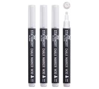 Stationery Island Rotuladores de Tiza Líquida W30 3mm Punta Fina Redonda - Borrado con Paño Húmedo Pack de 4 Blancos