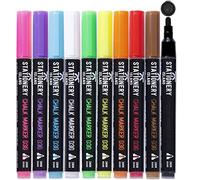 Stationery Island Rotuladores Tiza Liquida, Rotulador Tiza Liquida, Rotuladores Cristal Borrable para Pizarras, Decoracion Navidad, Ventanas, Christmas, Punta Fina 3mm - Pack de 10 Colores