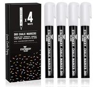 Stationery Island Rotuladores Tiza Liquida, Rotulador Tiza Liquida, Rotuladores Cristal Borrable para Pizarras, Decoracion Navidad, Ventanas, Christmas, 6mm - Pack de 4 Blancos