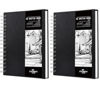 STATIONERY ISLAND Sketchbook A5, Cuaderno de Dibujo Tapa dura, 200 g/m² de papel de grueso, Cuaderno de bocetos con encuadernación en espiral, Libro de dibujo 50 hojas / 100 páginas (Paquete de 2)