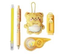 Stationery Set Girls, Bear Cartoon Eraser, Cute Stationery Set with Fun Designs, Office Sets with Colorful Supplies, School Accessory, Writing Tool for Teachers Students Teens Adults Use