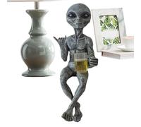 Statue - Beer Drinking Extraterrestrial Sculpture, Funny Novelty Resin Figurine with Realistic Hand-Painted Details, Quirky Sci-Fi Desktop Decor, Ideal for Garden Shelves and Adult Game Rooms