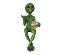 Statue - Beer Drinking Extraterrestrial Sculpture, Funny Novelty Resin Figurine with Realistic Hand-Painted Details, Quirky Sci-Fi Desktop Decor, Ideal for Garden Shelves and Adult Game Rooms