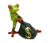 Statue de Grenouille - figurine en résine avec signe de dollar, argenté | decoration de jardin créative, sculpture grenouille, statue décorative porte-dollars pour