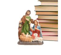 Statues Religieuses Figurine | Crèche Noël Sainte Famille Résine Spirituel Accessoire Décoratif Intérieur Cheminée Table Bureau Salon Chambre Hôtel Maison Dormoir Croyance Cadeau Fête
