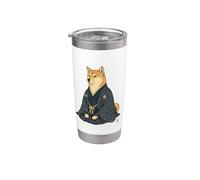 Statuesque Shiba Inu Kimono Ukiyo E Arte Japonés Vaso térmico de acero inoxidable de doble pared