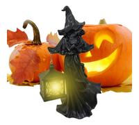 Statuette Sorcière Halloween Avec Lanterne | Figurine Décoration Intérieure Extérieure | Décor Maison, Jardin, Porche, Salon, Chambre, Salle À Manger Jardin Cour Terrasse Appui Cheminée, Fête Saison