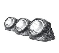 Status Augusta - Luz solar para jardín al aire libre | Paquete de 3 luces solares grandes con diseño de roca | Decorativa e impermeable | Gris claro | Batería recargable incluida | AUGUSTA3PK6