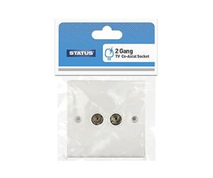 STATUS Enchufe de antena de TV | Conector de antena coaxial doble de 2 bandas | Plástico blanco | S2GTVSOCB4