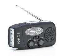 Status IONOS Radio de Cuerda portátil Multifuncional FM/Am/WB, Funcionamiento Solar y Manual, 3 linternas LED y Carga USB, 4,5 Horas de Tiempo de reproducción, Emergencia y Exterior, Esencial para