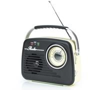 Status IONOS Radio FM portátil Retro, Alcance inalámbrico 10M, Entrada SD/USB, Altavoz 3W, Fuente de alimentación/batería, Crema y Negro, TILBURG1PKB4