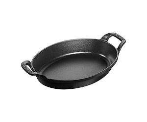 Staub 1302223 - Cazuela ovalada apilable, 24 cm, color negro