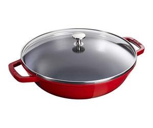 Staub 1312906 - Wokpfanne 30 0 cm 4 4 l Kirschrot mit glasdeckel induktionsgeeignet 40511-345-0 (h.nr.)