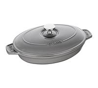STAUB Fuente Ovalada con Tapa, Hierro Fundido, Gris Grafito, 23 cm
