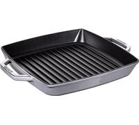 Staub 40511 - 684 - 0 - Sartén de grill, rectangular con dos asas, 28 cm, hierro fundido, Color Gris grafito