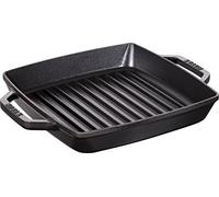 Staub Sartén parrilla rectangular 40511-728-0 con dos asas, hierro fundido 23 cm, negro