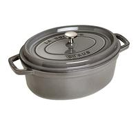 STAUB Asador/Cocotte de hierro fundido, Ovalado 37 cm, 8 L, Gris grafito