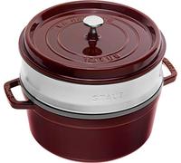 STAUB Cacerola/Cocotte con Vaporera de Hierro Fundido, Diámetro de 26 cm, 5,2 L, Esmaltado Interior Negro, Granadina