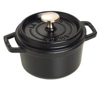 STAUB Cacerola/Cocotte de Hierro Fundido, 14 cm de Diámetro, 0,8 L, Negro | Aroma Rain Tapa, apta para todo tipo de fuegos, redonda, color negro