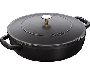 Staub cacerola rustidera de hierro fundido redonda, tapa con diseño c