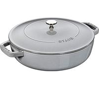 STAUB Cacerola Rustidera de Hierro Fundido Redonda, Tapa con Diseño Chistera y Sistema de Autorrociado, Diámetro de 28 cm, 3,7 L, Gris grafito