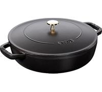 STAUB Cacerola Rustidera de Hierro Fundido Redonda, Tapa con Diseño Chistera y Sistema de Autorrociado, Diámetro de 28 cm, 3,7 L, Negro