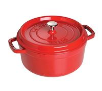 Staub Cazuela redonda de hierro fundido de 5,5 l, cereza fabricada en Francia