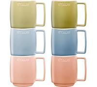 STAUB Ceramique - Juego de 6 tazas de cerámica (350 ml, aptas para lavavajillas y microondas, apilables), diseño de macaron
