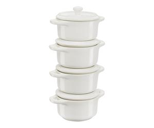 Staub Ceramique Set de cocotte 4-pzs, redondo, Blanco marfil, Cerámica