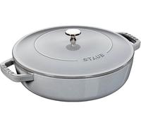 STAUB Sartén para Brasear, Olla de Hierro Fundido 28 cm, 3,7 L, Inducció | Made in France, Chistera con Tapa Aroma Rain, Para Todo Tipo de Cocinas, Gris-Grafito