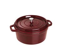 STAUB Cocotte, Cazuela de Hierro Fundido Esmaltada, 26cm, 5,2L, Inducción | Con tapa de efecto lluvia de aromas, Fabricado en Francia, Apto para todo tipo de cocinas, Rojo-Grenadine