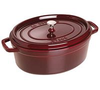 STAUB Cocotte, Cazuela de Hierro Fundido Esmaltada, 33cm, 6,7L, Inducción | Con tapa de efecto lluvia de aromas, Fabricado en Francia, Apto para todo tipo de cocinas, Rojo-Grenadine