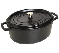 STAUB Cocotte, olla de hierro fundido, apta para todo tipo de cocinas incl. inducción, ovalada, 41 cm, 12 L, Made in France, negro