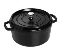 STAUB Cocotte, olla de hierro fundido, apta para todo tipo de cocinas incl. inducción, redonda, 24 cm, 3,8 L, Made in France, negro