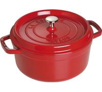 STAUB Cocotte, olla de hierro fundido, apta para todo tipo de cocinas incl. inducción, redonda, 24 cm, 3,8 L, Made in France, rojo cereza