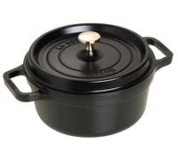 STAUB Cocotte Redonda, Hierro Fundido, Negro Mate, 22 cm | Tapa con sistema de auto-riego, compatible con todo tipo de fuegos y horno, fabricada en Francia