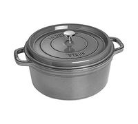 STAUB Cocotte redondo, 6-1/4 cuartos de galón, gris grafito | El único horno holandés que necesitarás, sirve generosamente 5-7